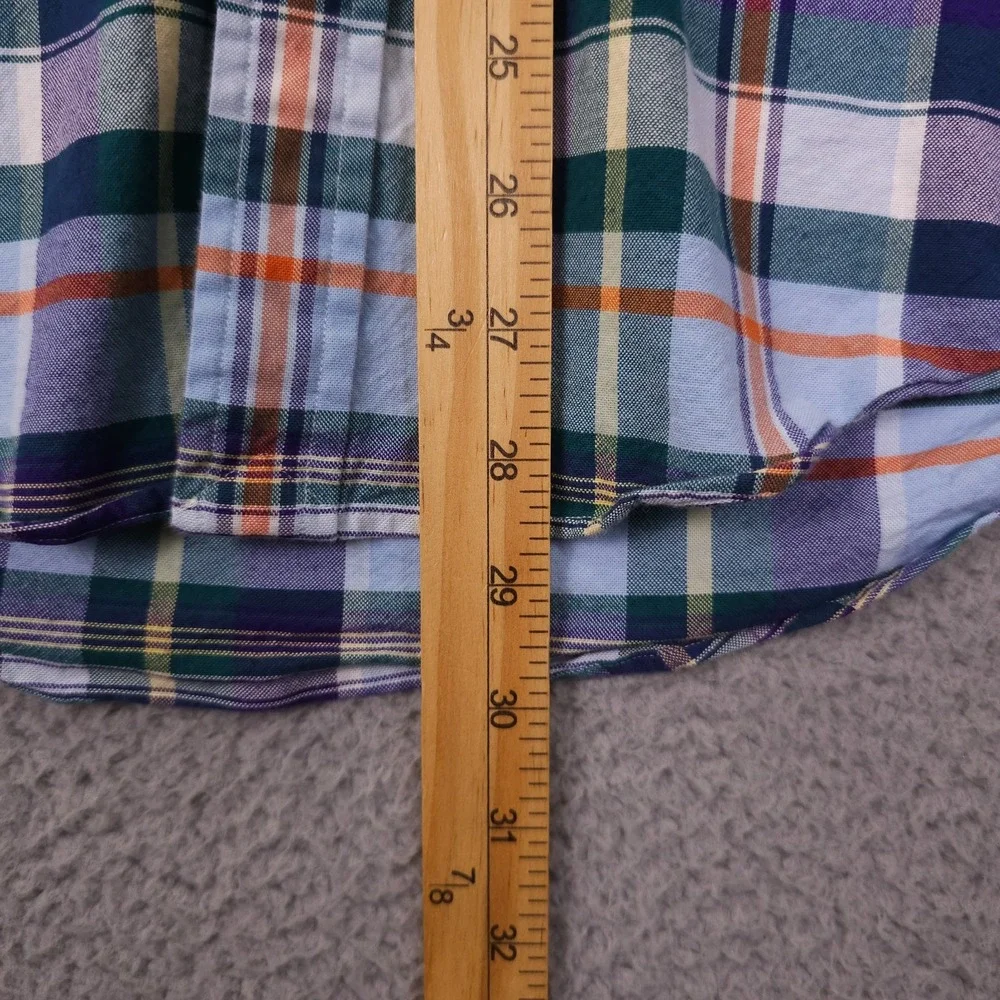 Polo Ralph Lauren Oxford Shirt Mens Medium Blue Plaid Slim Fit Stretch Button
